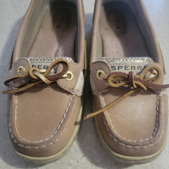 GUC-Sperry Top Sider Angelfish Leather Boat Shoes Women’s Size 6.5 M Gold Sequin - Picture 9 of 12